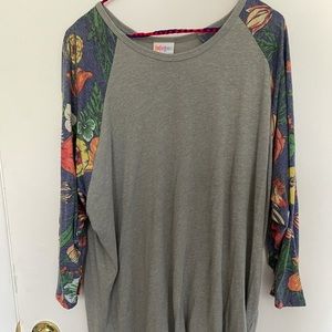3XL XXXL LuLaRoe Grey and Floral Baseball Tee